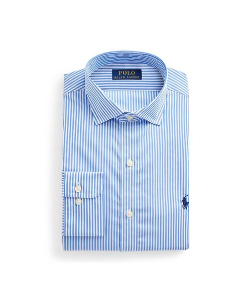 直売卸売り ブルー スリム フィット ストライプド ポプリン シャツ 直売卸売り ブルー スリム フィット ストライプド ポプリン シャツ