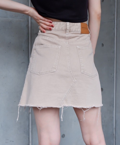 SPIRALGIRL（スパイラルガール）の「カットオフミニスカート（スカート・レディース・ベージュ/ブルー・SMALL/MEDIUM）」の15枚目の写真
