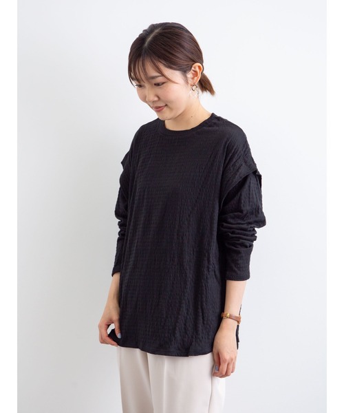 Green　Parks（グリーンパークス）の「ワッシャーカットプルオーバー＊（Tシャツ/カットソー・レディース・ブラック/ライラック/オレンジ/オフホワイト・FREE）」の5枚目の写真