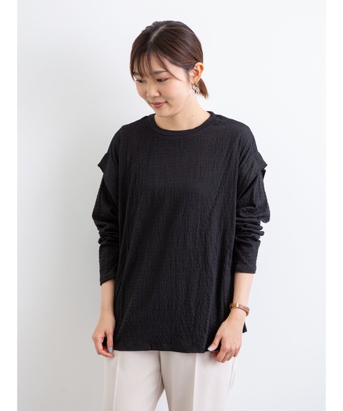 Green　Parks（グリーンパークス）の「ワッシャーカットプルオーバー＊（Tシャツ/カットソー・レディース・ブラック/ライラック/オレンジ/オフホワイト・FREE）」の6枚目の写真