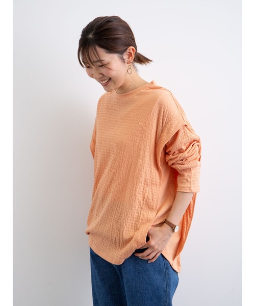 Green　Parks（グリーンパークス）の「ワッシャーカットプルオーバー＊（Tシャツ/カットソー・レディース・ブラック/ライラック/オレンジ/オフホワイト・FREE）」の8枚目の写真