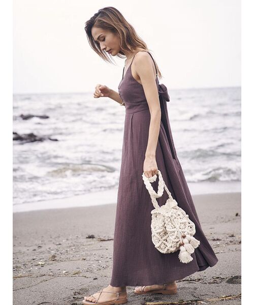 To the sea（トゥーザシー）の「マクラメ巾着バッグ（ショルダーバッグ・レディース・アイボリー・FREE）」の5枚目の写真