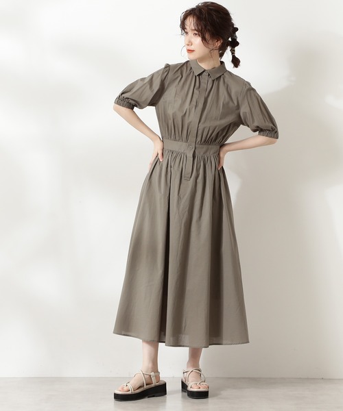 N.（N. Natural Beauty Basic）（エヌエヌナチュラルビューティーベーシック）の「【S Size Line】コットンローンシャツ衿ワンピース（ワンピース・レディース・ブラック/グレー/ブルー・SMALL/MEDIUM）」の9枚目の写真