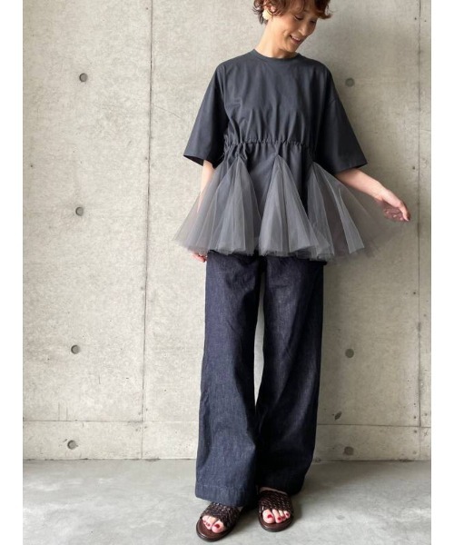 新品 BEARDSLEY 袖口チュールカットソー ¥17,600 セール】 後ろプリーツカットソー （カットソー）｜BEARDSLEY