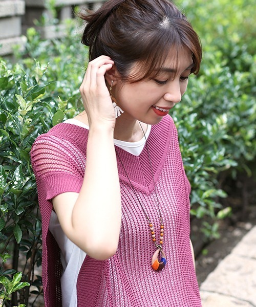 チチカカ（チチカカ）の「ドロップウッドポイントカラーネックレス（ネックレス・レディース・ナチュラル/ブルー/オレンジ・FREE）」の18枚目の写真