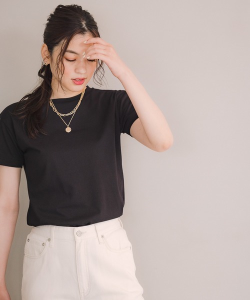 GLOBAL WORK（グローバルワーク）の「リラックス美人スタンダードＴ/948718（Tシャツ/カットソー・レディース・ホワイト/ブラック/ダークブラウン/パープル系その他4・LARGE/MEDIUM）」の2枚目の写真