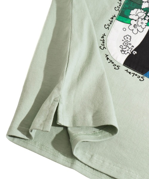 ScoLar（スカラー）の「ネコアート柄アップリケBIG Tシャツ（Tシャツ/カットソー・レディース・ブラック/オフホワイト/グリーン・M）」の13枚目の写真