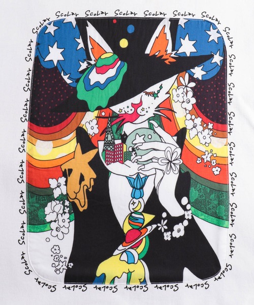 ScoLar（スカラー）の「ネコアート柄アップリケBIG Tシャツ（Tシャツ/カットソー・レディース・ブラック/オフホワイト/グリーン・M）」の15枚目の写真