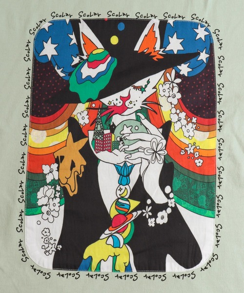 ScoLar（スカラー）の「ネコアート柄アップリケBIG Tシャツ（Tシャツ/カットソー・レディース・ブラック/オフホワイト/グリーン・M）」の17枚目の写真