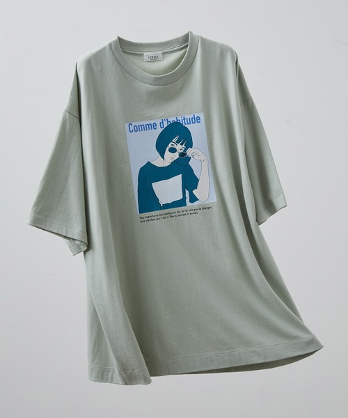 JUNRED（ジュンレッド）の「レトロプリントTEE（Tシャツ/カットソー・メンズ・ホワイト/ブラック/ライトグリーン・S/M/L）」の3枚目の写真