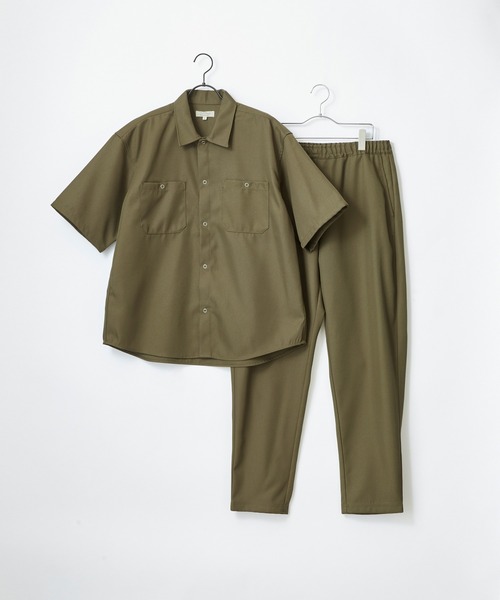 Craft Nicholson（クラフトニコルソン）の「【 セットアップ 】スタプレ オーバーサイズ ダブルポケット 半袖ワークシャツ＆ワイドテーパードイージーパンツ（シャツ/ブラウス・メンズ・ブラウン/ブラック/カーキ/ベージュ/ベージュ系その他/ネイビー/ブルー系その他・L/M）」の5枚目の写真