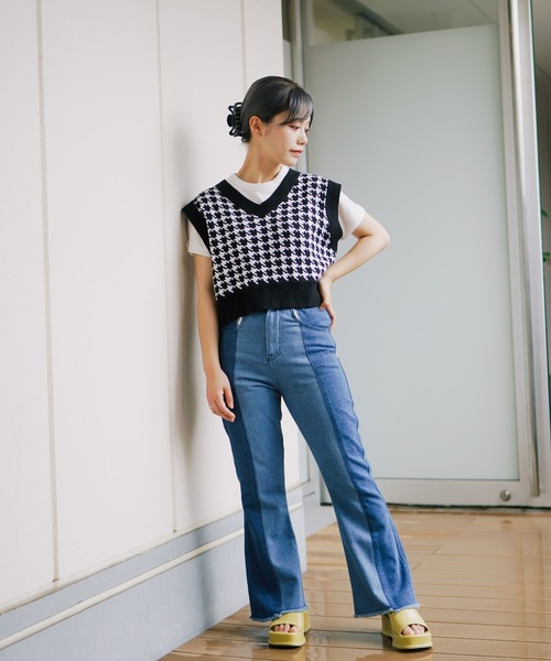 DuKKah（デュカ）の「dukkah/【低身長向け】パッチワークデニムパンツ（デニムパンツ・レディース・インディゴブルー・X-SMALL）」の18枚目の写真