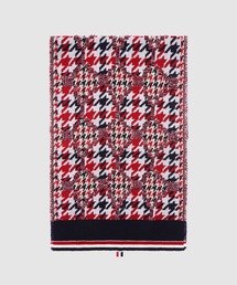 SCARF W/ RWB TIPPING IN FRAYED HOUNDSTOOTH JACQUARD