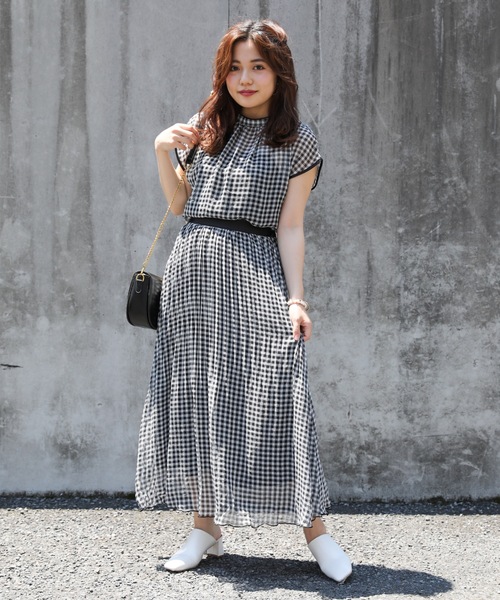 ap retro（アプレトロ）の「ギンガムチェック消しプリーツロングスカート【ZOZO限定アイテム】（スカート・レディース・ブラック・FREE）」の11枚目の写真