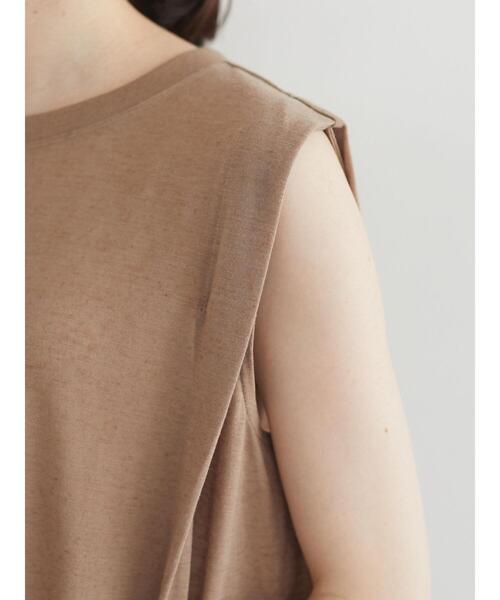 Green　Parks（グリーンパークス）の「麻ブレンドノースリーブカットワンピース＊（ワンピース・レディース・オフホワイト/キャメル/チャコールグレー・FREE）」の7枚目の写真