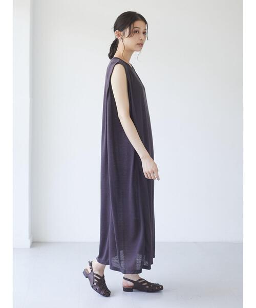 Green　Parks（グリーンパークス）の「麻ブレンドノースリーブカットワンピース＊（ワンピース・レディース・オフホワイト/キャメル/チャコールグレー・FREE）」の8枚目の写真