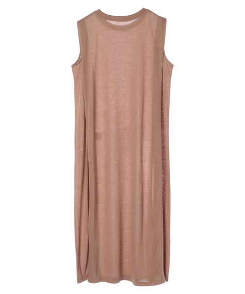 Green　Parks（グリーンパークス）の「麻ブレンドノースリーブカットワンピース＊（ワンピース・レディース・オフホワイト/キャメル/チャコールグレー・FREE）」の14枚目の写真