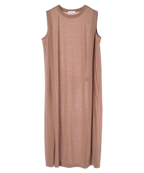 Green　Parks（グリーンパークス）の「麻ブレンドノースリーブカットワンピース＊（ワンピース・レディース・オフホワイト/キャメル/チャコールグレー・FREE）」の20枚目の写真