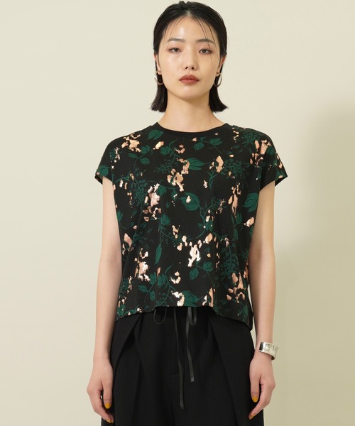 EBONY（エボニー）の「【EBONY(エボニー)】フォイルフラワーTシャツ E21SS/T-06（Tシャツ/カットソー・レディース・ホワイト/ブラック・2）」の7枚目の写真