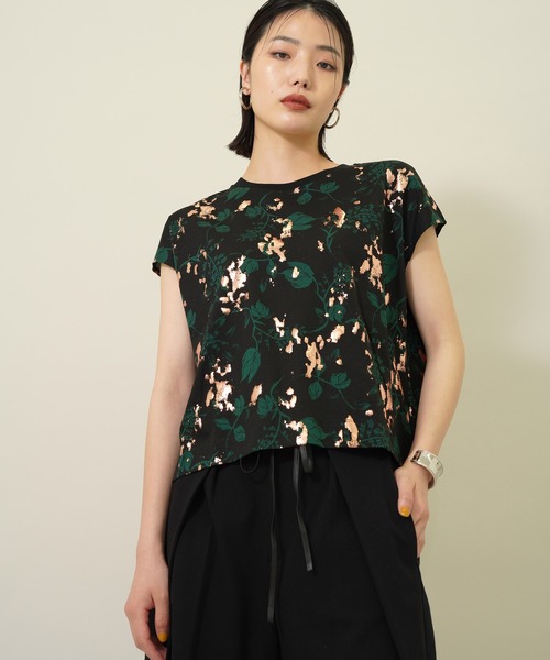 EBONY（エボニー）の「【EBONY(エボニー)】フォイルフラワーTシャツ E21SS/T-06（Tシャツ/カットソー・レディース・ホワイト/ブラック・2）」の6枚目の写真