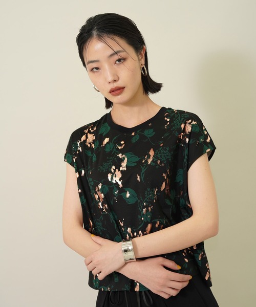 EBONY（エボニー）の「【EBONY(エボニー)】フォイルフラワーTシャツ E21SS/T-06（Tシャツ/カットソー・レディース・ホワイト/ブラック・2）」の4枚目の写真