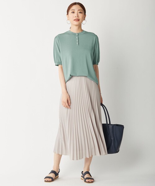 J.PRESS LADIES - ジェイプレス【洗える】レーヨンストレッチ ニットブラウス セール】【洗える】レーヨンストレッチ ニットブラウス（ニット