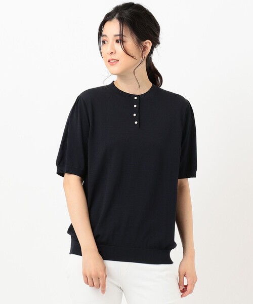 J.PRESS LADIES - ジェイプレス【洗える】レーヨンストレッチ ニットブラウス セール】【洗える】レーヨンストレッチ ニットブラウス（ニット