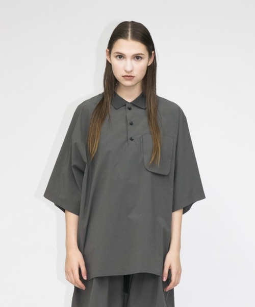【my beautiful landlet】 techono polyester polo shirt
