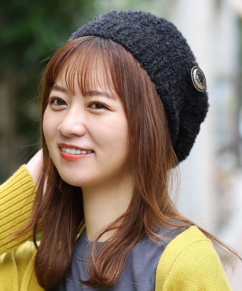 チチカカ（チチカカ）の「ブークレニットベレー（ハンチング/ベレー帽・レディース・ベージュ/パープル/ブラック・FREE）」の2枚目の写真