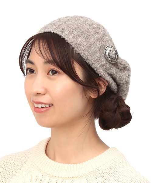 チチカカ（チチカカ）の「ブークレニットベレー（ハンチング/ベレー帽・レディース・ベージュ/パープル/ブラック・FREE）」の5枚目の写真