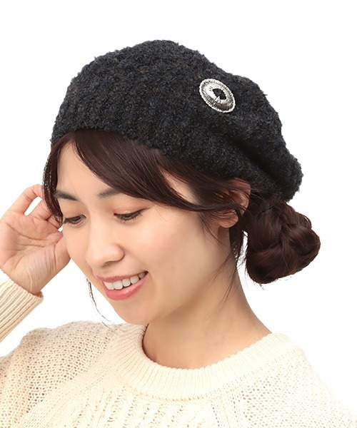 チチカカ（チチカカ）の「ブークレニットベレー（ハンチング/ベレー帽・レディース・ベージュ/パープル/ブラック・FREE）」の7枚目の写真