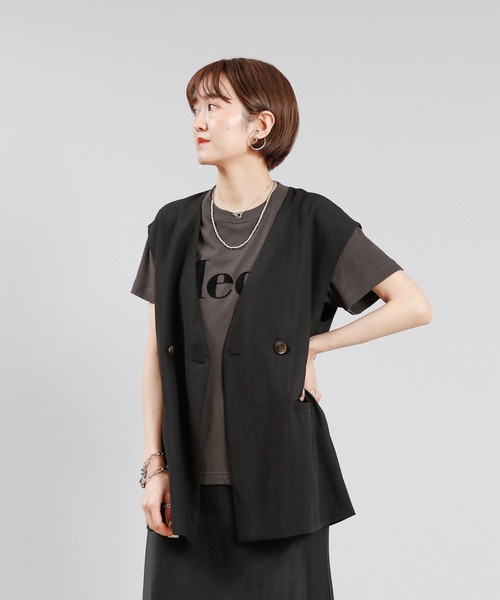 DouDou(ドゥドゥ)の「ノーカラーベスト(ベスト・レディース・ブラック/ベージュ/イエロー・FREE)」の21枚目の写真