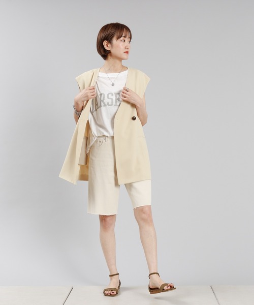 DouDou(ドゥドゥ)の「ノーカラーベスト(ベスト・レディース・ブラック/ベージュ/イエロー・FREE)」の6枚目の写真