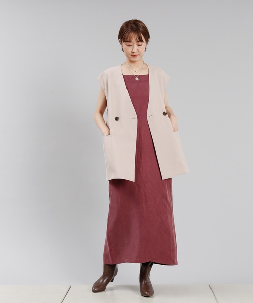 DouDou(ドゥドゥ)の「ノーカラーベスト(ベスト・レディース・ブラック/ベージュ/イエロー・FREE)」の7枚目の写真