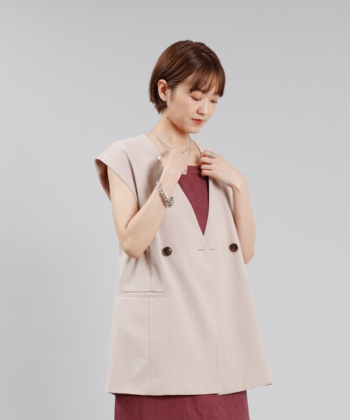 DouDou(ドゥドゥ)の「ノーカラーベスト(ベスト・レディース・ブラック/ベージュ/イエロー・FREE)」の8枚目の写真