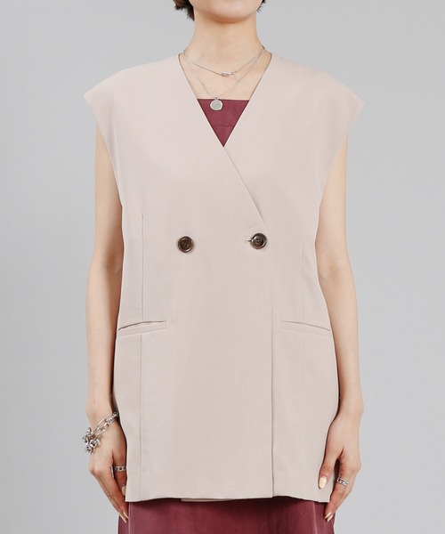 DouDou(ドゥドゥ)の「ノーカラーベスト(ベスト・レディース・ブラック/ベージュ/イエロー・FREE)」の16枚目の写真