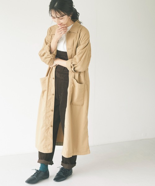 CRAFT STANDARD BOUTIQUE（クラフトスタンダードブティック）の「ショップコート　＊◇（ステンカラーコート・レディース・ベージュ/カーキ/ダークインディゴブルー・FREE）」の2枚目の写真