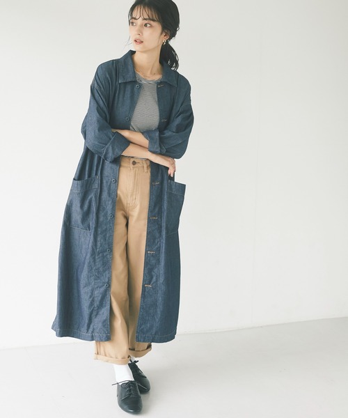 CRAFT STANDARD BOUTIQUE（クラフトスタンダードブティック）の「ショップコート　＊◇（ステンカラーコート・レディース・ベージュ/カーキ/ダークインディゴブルー・FREE）」の3枚目の写真