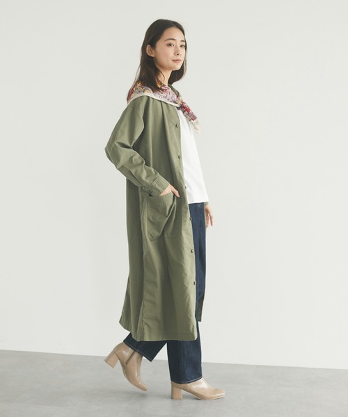 CRAFT STANDARD BOUTIQUE（クラフトスタンダードブティック）の「ショップコート　＊◇（ステンカラーコート・レディース・ベージュ/カーキ/ダークインディゴブルー・FREE）」の4枚目の写真