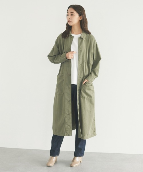 CRAFT STANDARD BOUTIQUE（クラフトスタンダードブティック）の「ショップコート　＊◇（ステンカラーコート・レディース・ベージュ/カーキ/ダークインディゴブルー・FREE）」の6枚目の写真