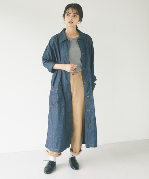 CRAFT STANDARD BOUTIQUE（クラフトスタンダードブティック）の「ショップコート　＊◇（ステンカラーコート・レディース・ベージュ/カーキ/ダークインディゴブルー・FREE）」の10枚目の写真