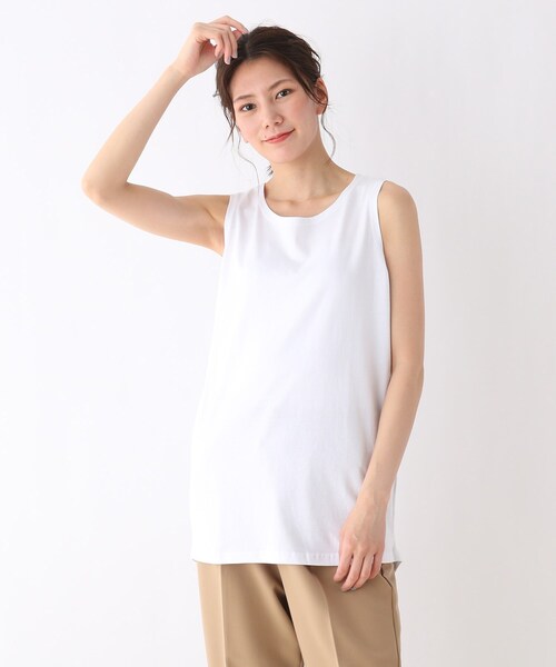 SHOO・LA・RUE（シューラルー）の「◆【S-LL】裾カーブタンクトップ（タンクトップ・レディース・アイボリー/ライトグレー/ブラック/ダークブラウン・01/02/03/04）」の2枚目の写真