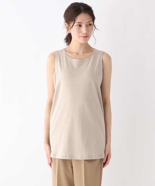 SHOO・LA・RUE（シューラルー）の「◆【S-LL】裾カーブタンクトップ（タンクトップ・レディース・アイボリー/ライトグレー/ブラック/ダークブラウン・01/02/03/04）」の6枚目の写真