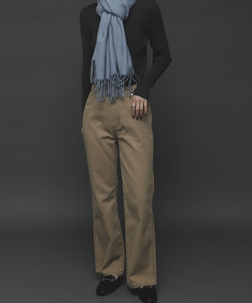 SENSE OF PLACE by URBAN RESEARCH(センスオブプレイスバイアーバンリサーチ)の「『TALLサイズあり』カツラギストレートパンツ(デニムパンツ・レディース・ベージュ/カーキ/アイボリー/マスタード/バーガンディー・SMALL/MEDIUM/X-SMALL/TALL)」の3枚目の写真