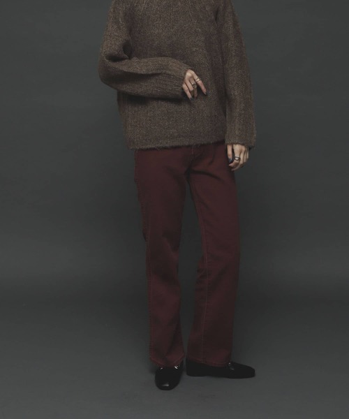 SENSE OF PLACE by URBAN RESEARCH(センスオブプレイスバイアーバンリサーチ)の「『TALLサイズあり』カツラギストレートパンツ(デニムパンツ・レディース・ベージュ/カーキ/アイボリー/マスタード/バーガンディー・SMALL/MEDIUM/X-SMALL/TALL)」の1枚目の写真