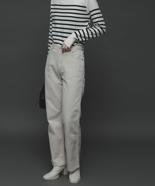 SENSE OF PLACE by URBAN RESEARCH(センスオブプレイスバイアーバンリサーチ)の「『TALLサイズあり』カツラギストレートパンツ(デニムパンツ・レディース・ベージュ/カーキ/アイボリー/マスタード/バーガンディー・SMALL/MEDIUM/X-SMALL/TALL)」の2枚目の写真