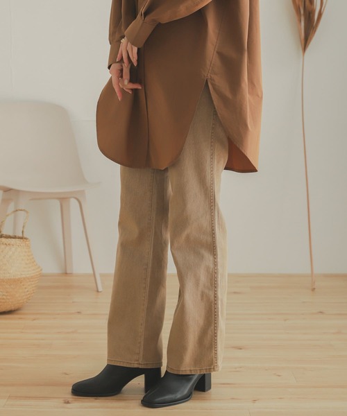 SENSE OF PLACE by URBAN RESEARCH(センスオブプレイスバイアーバンリサーチ)の「『TALLサイズあり』カツラギストレートパンツ(デニムパンツ・レディース・ベージュ/カーキ/アイボリー/マスタード/バーガンディー・SMALL/MEDIUM/X-SMALL/TALL)」の19枚目の写真