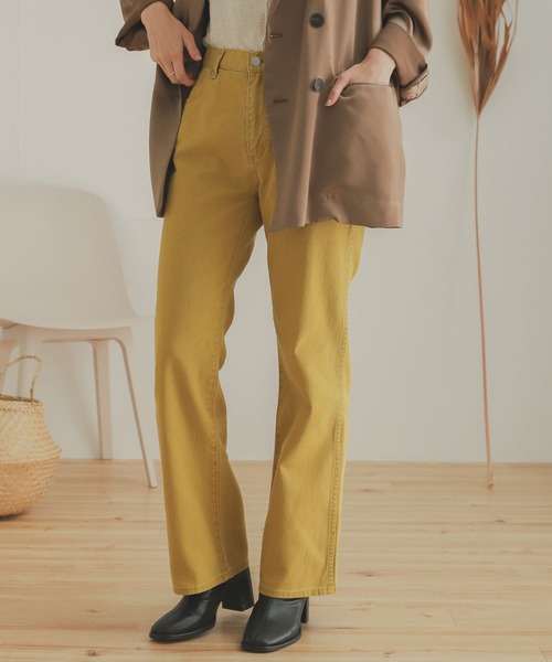 SENSE OF PLACE by URBAN RESEARCH(センスオブプレイスバイアーバンリサーチ)の「『TALLサイズあり』カツラギストレートパンツ(デニムパンツ・レディース・ベージュ/カーキ/アイボリー/マスタード/バーガンディー・SMALL/MEDIUM/X-SMALL/TALL)」の12枚目の写真