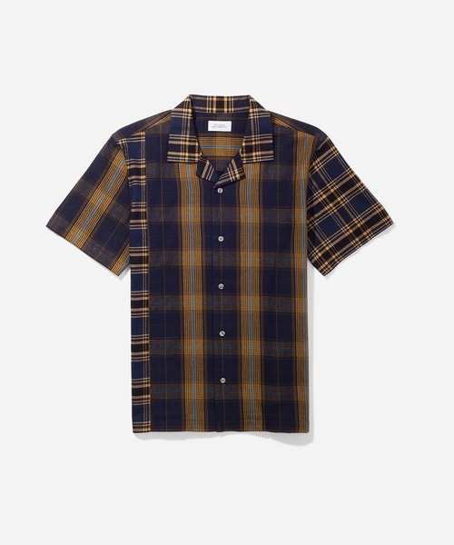 Saturdays NYC(サタデーズ ニューヨークシティ )の「Mixed Plaid Canty SS Shirt(シャツ/ブラウス・メンズ・ベージュ/ネイビー・X-SMALL/S/M/L/XL)」の2枚目の写真