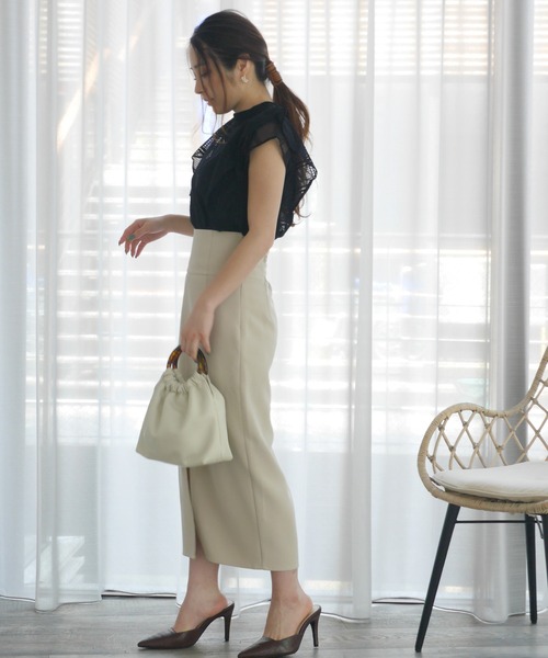 LIPSERVICE（リップサービス）の「バックベルトミディスカート（スカート・レディース・ブラック/ピンク/ライトベージュ・S/M）」の9枚目の写真